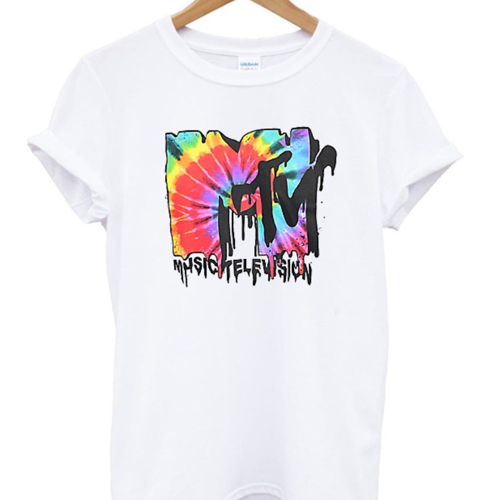 MTV Tiedye Rainbow Logo Graphic Tshirt